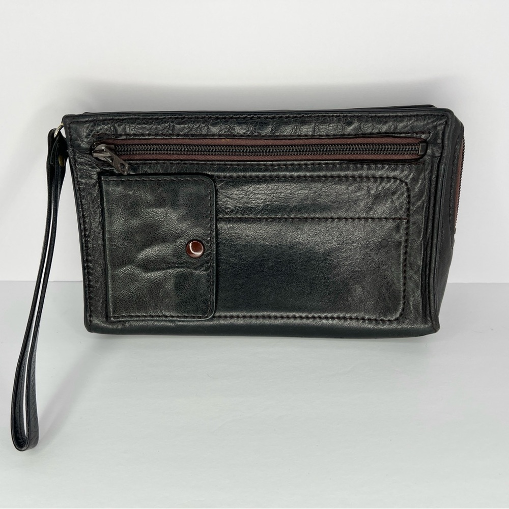 Vintage 1970s Mark Cross Brown Wristlet Clutch Bag
